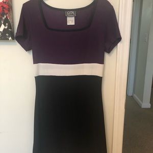 Purple and black dress with white stripe